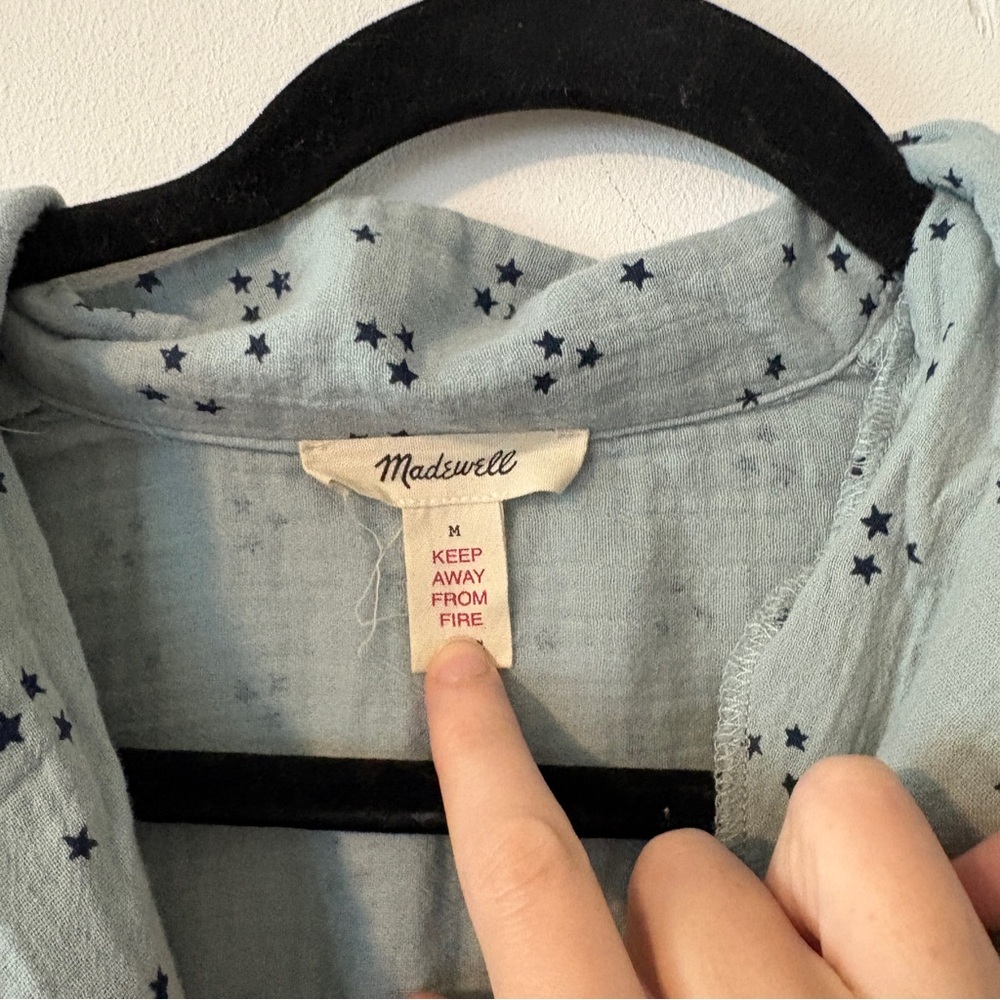 Madewell Lightestspun Pajama Shirt in Night Stars Medium 100% Cotton - Picture 4 of 11